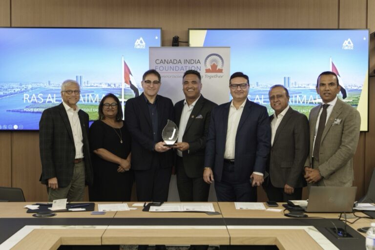 RAKEZ team being felicitated by the Canada India Foundation