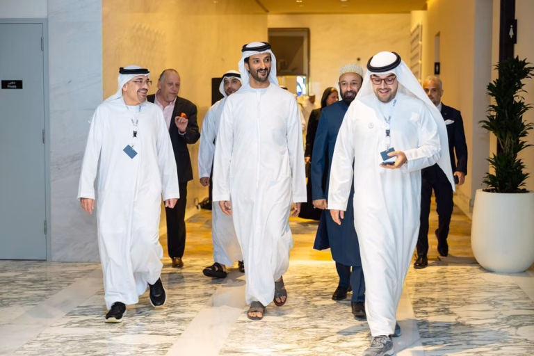 H.E. Abdulla Bin Touq along with Dr. Habib Al Mulla and Abdulla Al Mulla