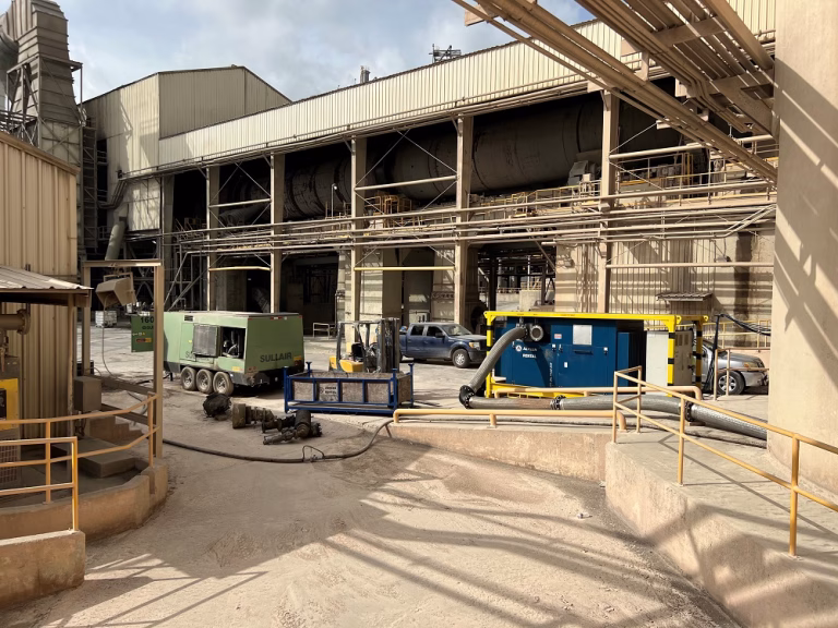 Rental Process Blower Replacing a Diesel Drive Compressor at a Cement Plant in Texas